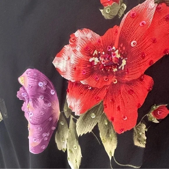 Vintage Floral Maxi Dress Whimsigoth Flowy Evening Gown Cocktail Bloomcore Party - Picture 12 of 16